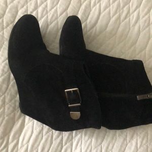Black wedge booties